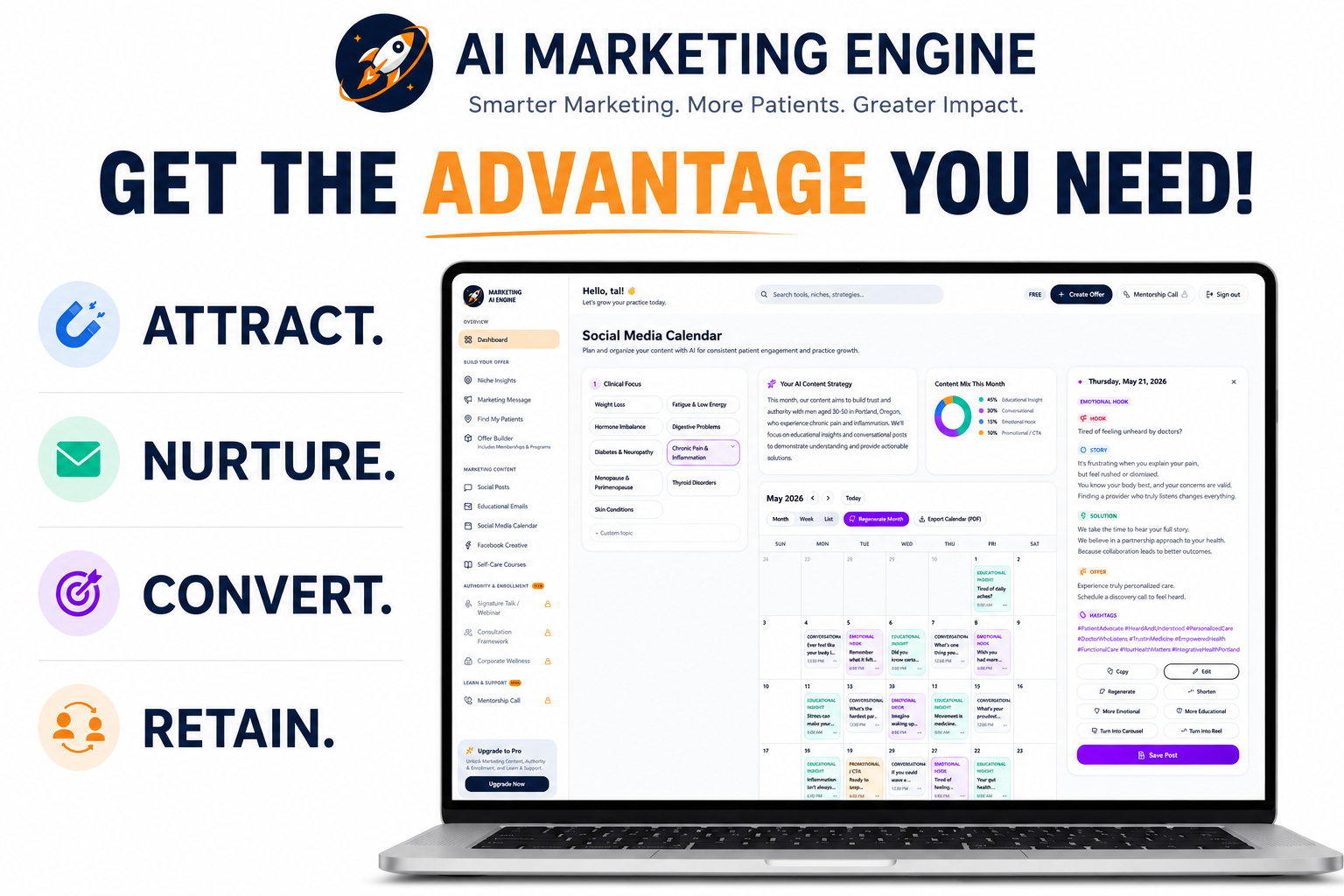 AI Marketing Engine — Attract, Nurture, Convert, Retain. Get the advantage you need.
